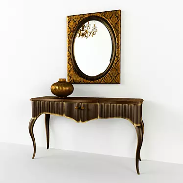 Elegant Art Deco Console & Mirror Set 3D model image 1 