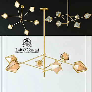 Modern Brass Spoke Chandelier 3D model image 1 