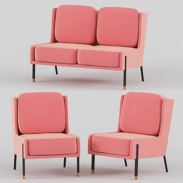 Sleek Blink Armchair Set 3D model image 1 