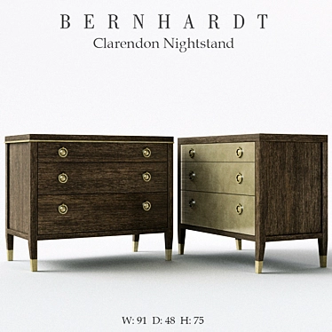 Elegant Clarendon Nightstand: Timeless Style 3D model image 1 