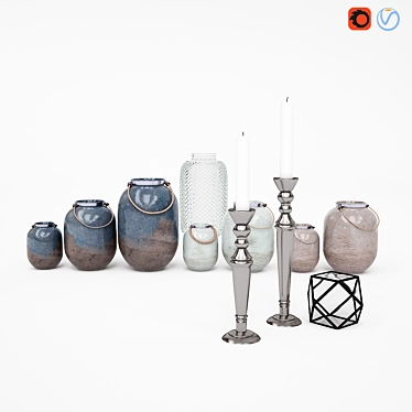 Scandinavian Lanterns Set 3D model image 1 