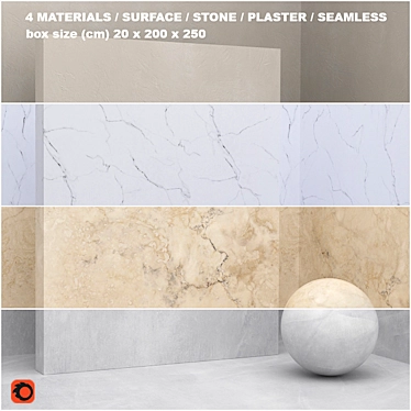 Seamless Stone & Plaster Set - 4 Materials 3D model image 1 
