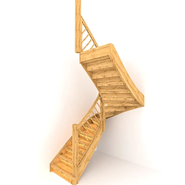 Elegant Wooden Staircase 3D model image 1 