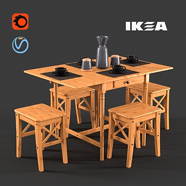 Ingatorp Dining Set: Stylish and Functional 3D model image 1 