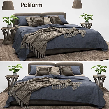 Elegant Bolton Bed by Poliform 3D model image 1 