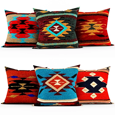 Elegant Embroidered Cushions 3D model image 1 