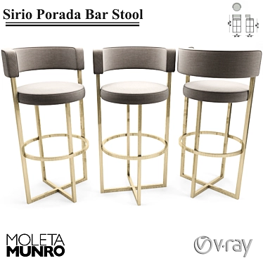 Elegant Porada Bar Stool 3D model image 1 