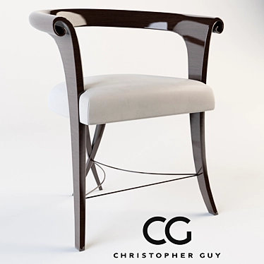 Elegant Hand-Carved Xaviera Stool 3D model image 1 