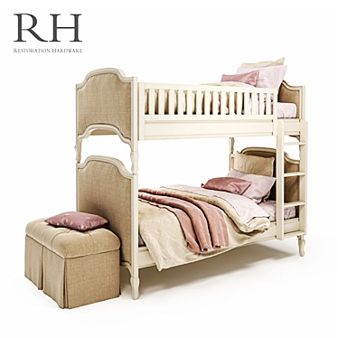Elegant Marceline Bed & Storage Bench 3D model image 1 
