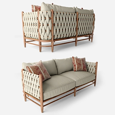 Elegant Maynard Woven Linen Sofa 3D model image 1 