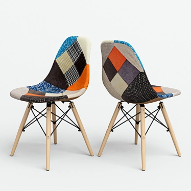 Colorful Eames Style Patchwork Chair 3D model image 1 