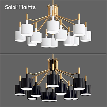 BlackWhite LED Pendant Chandelier 3D model image 1 
