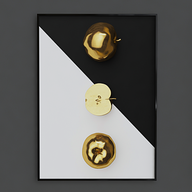 Nordic Kitchen Wall Art: Gold Apple & Banana 3D model image 1 