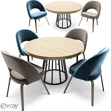 Modern Saarinen Dining Set 3D model image 1 