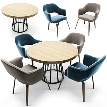 Saarinen Woodlegs Executive Chair & Round Table 3D model image 1 