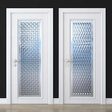 Elegant Glass door with Stained-Glass Window 3D model image 1 
