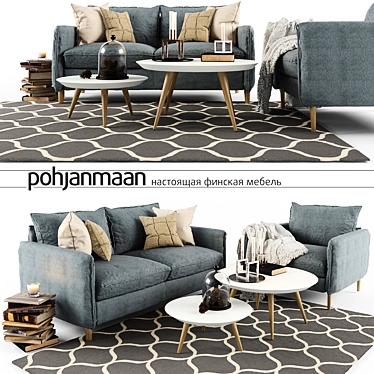 Elegant Pohjanmaan Sofa Set 3D model image 1 