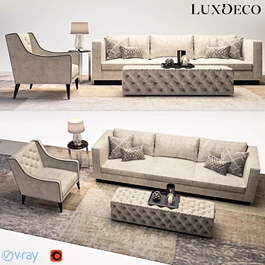 Luxdeco Living Room Furniture Set 3D model image 1 