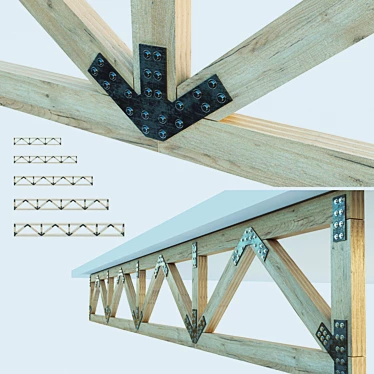 Versatile Wooden Trusses: 6m-14m Spans 3D model image 1 