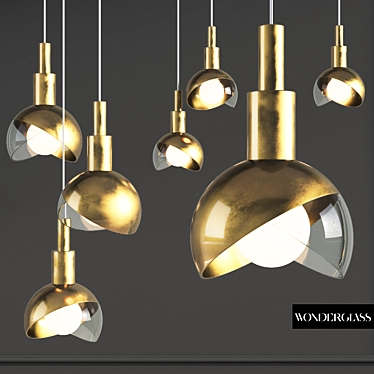 Elegant Copper and Glass Suspension 3D model image 1 
