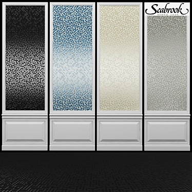 Seabrook Indigo-9: USA-Made Acrylic Coated Screen Printed Wallpaper 3D model image 1 