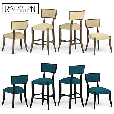 Timeless Elegance: Classic Klismos Chair & Stool 3D model image 1 