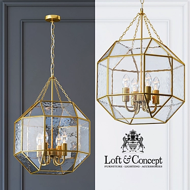 Gold Metal Cage Pendant Light 3D model image 1 