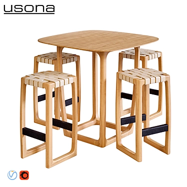 Modern Usona Bar Set 3D model image 1 