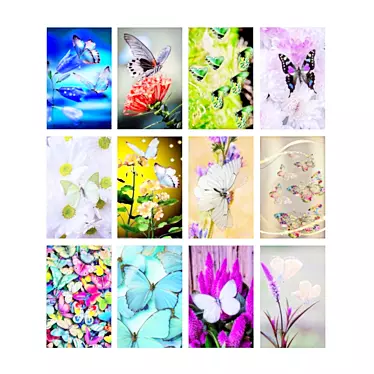 Title: Butterfly and Flower Art Collection 3D model image 1 