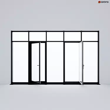 Panoramic Aluminum Glazing: White Exterior, Graphite Interior 3D model image 1 
