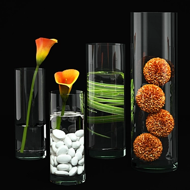 Minimalist Glass Vase Plant Set 3D model image 1 