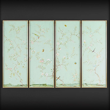 Turquoise Floral Wall Panels 3D model image 1 