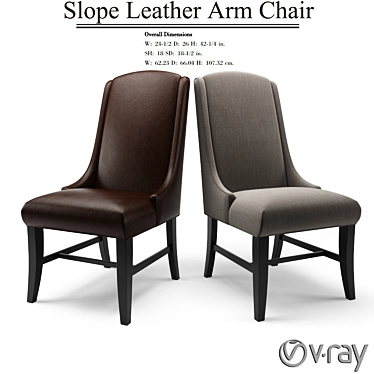 Elegant Slope Armchair: Fabric & Leather 3D model image 1 