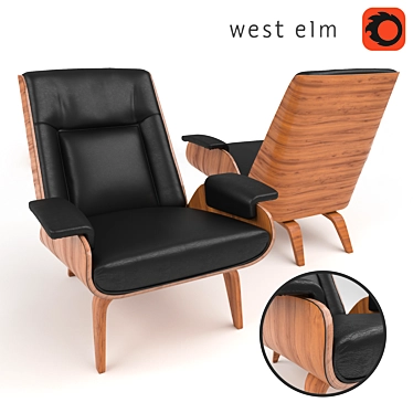 Modern Black Paulo Bent Ply Chair 3D model image 1 