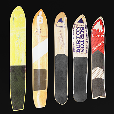 Classic Burton Snowboard Decor Set 3D model image 1 