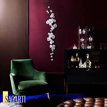 Sagarti Rose Decor: Elegant Porcelain Wall Art 3D model image 1 