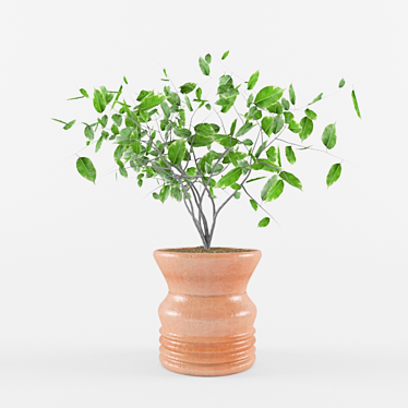 Elegant Plant Table with Clay Pot 3D model image 1 