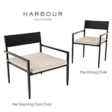 Harbour Outdoor Pier Stackable Chairs Set 3D model image 1 