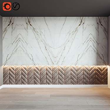 Modern Chevron Wall Panel 3D model image 1 