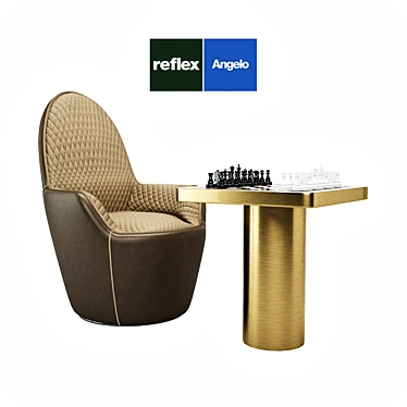 Reflex Angelo Swan Poltrona & Tau Scacchi: Glamorous Armchair & Chess Coffee Table Set 3D model image 1 