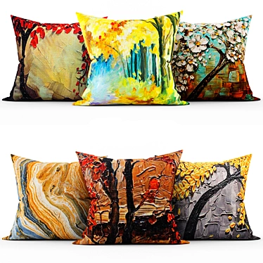 Elegant Embroidered Throw Pillows 3D model image 1 