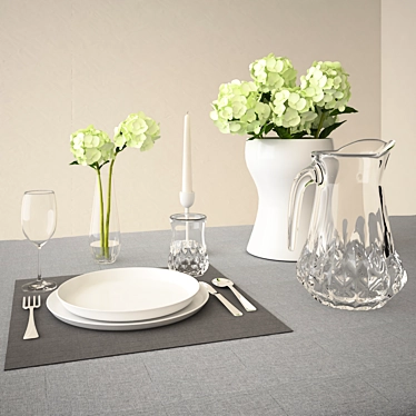 Elegant Tableware Set 01 3D model image 1 