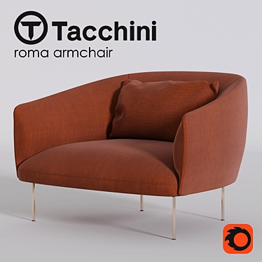 Elegant Roma Armchair: Classic Curves 3D model image 1 