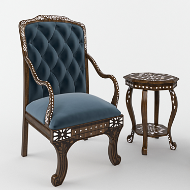 Middle Eastern Oriental Chair & Coffee Table 3D model image 1 