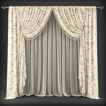 Classic Style Curtains 3D model image 1 