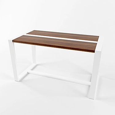 Modern White Wood Work Table 3D model image 1 