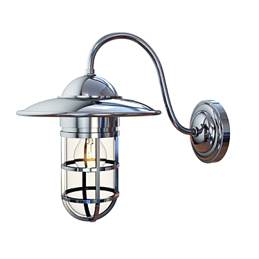 Elegant Chrome Outdoor Wall Light 3D model image 1 