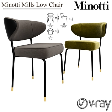 Modern Minotti Mills Low Chair 3D model image 1 