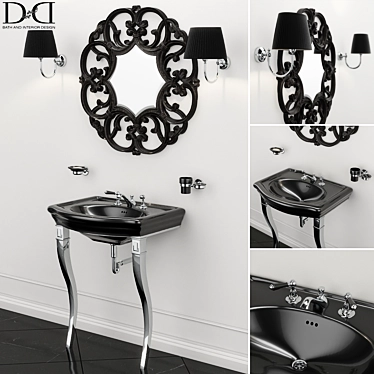 Etoile Console Sink & Black Amelie Mirror 3D model image 1 