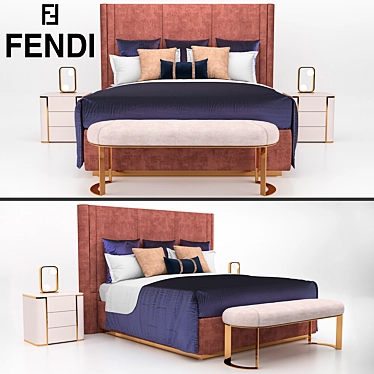 Fendi Adone Bed: Luxury Versatility for Opulent Spaces 3D model image 1 